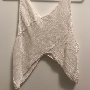 SARAH PACINI White Knit Cropped Tank